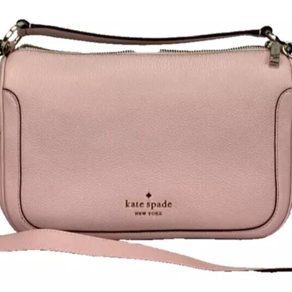 NWT KATE SPADE NEW YORK Crossbody Smoosh 2way Chalk Pink Shoulder Bag Leather - Picture 2 of 11